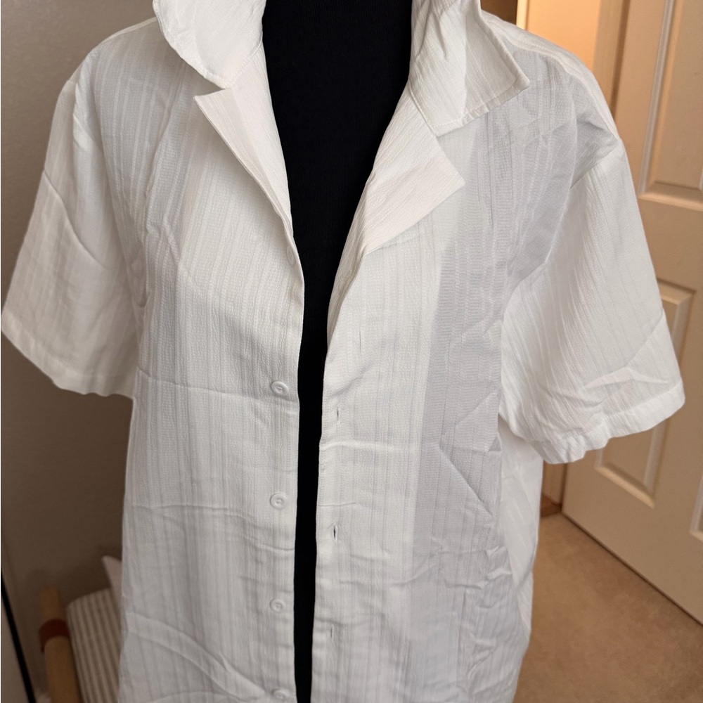 COOFANDY Men's White Casual Button-Down Shirt
